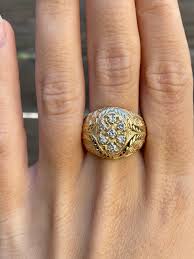 Vintage Solid 10k Yellow Gold Cubic Zirconia Designed Signet ...