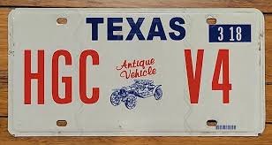 Antique Texas " Antique Vehicle" License Plate (HGC V4 ...