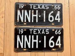 Pair of 1966 Texas License Plates - Check With DMV For YOM ...