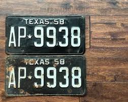 License Plates Texas 1958 Pair, Dmv Clear Texas 1958 Pair ...