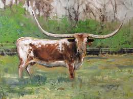 Longhorn Cow Oil Painting, Original Painting, Canvas Art ...