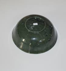 A finely vintage caved Chinese Hetian green jade bowl ...