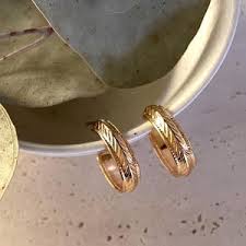 Textured Gold Hoops - Etsy