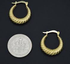 Real 10k Solid Yellow Gold Hoop Braided Twisted Earrings ...