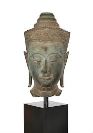 Sold at Auction: A fine Thai copper-alloy head of a crowned ...