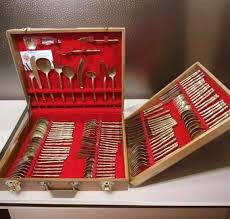 Vintage Midcentury Bronze Cutlery Canteen Flatware • Service ...