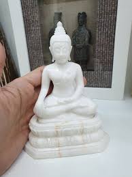Buddha Sculpture in White Alabaster Stone (5 X 3 X 6 Inches ...