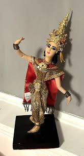 Vintage Cloth Silk Asian Chinese Thailand Siam Girl Doll Posable w/ Wood Base | eBay UK