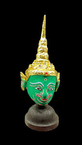 THAI KHON MASK Vintage Green and Gold Miniature Khon Mask ...