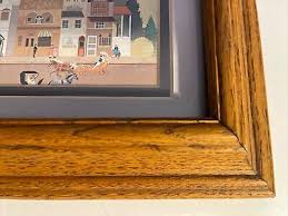 Lili Gaydos Folk Art Cityscape Print 3” x 5” with Wooden Frame 7.75” x 9.75” | eBay