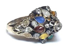 ANTIQUE 14K YELLOW GOLD MIXED STONE COLORFUL RING SIZE 5.75 ...