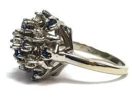 VINTAGE .42 CARAT DIAMOND AND .48 CARAT SAPPHIRE CLUSTER COCKTAIL RING SIZE 6 | eBay