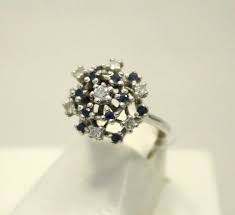 Vintage 14k Blue Sapphire and Diamond Cluster Cocktail Ring 4.4g size 5.75 | eBay