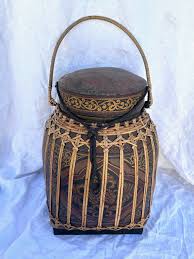 Vintage Thai Bamboo Rice Basket/Box | Chairish