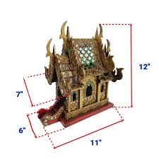 Thai Spirit House – Guardian Shrine for Home Decor Gold & Green Colour Size 7 × 10 × 11 Inches - Etsy