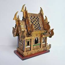 Thai Spirit House Golden Buddhist Altar Temple Teak Wood Craft Handmade Shrine | eBay