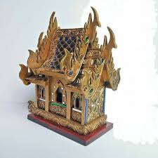 Thai Spirit House Golden Buddhist Altar Temple Teak Wood Craft Handmade Shrine | eBay