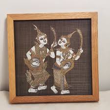 Buy Vintage Thai Kinnara Silk Painting: Framed Folk Art ...