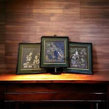 Vintage Thai Painting On Silk 15”x16” Framed Set Of Three * | eBay