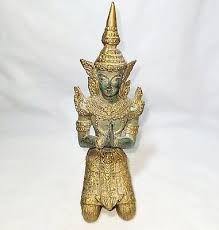 Antique 7"H Gilt Bronze Thai Teppanom Kneeling Añjali Mudrā ...