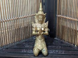 Thai Buddha Teppanom Guardian Angel Temple Brass Figure Gold ...