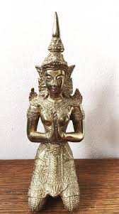 Vintage Solid Thai Hand Etched Detailed Brass Statue ...