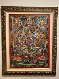 Unknown - Unframed Hand Painted Wheel of Life Thangka on ...