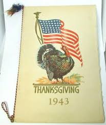WWII 1943 Thanksgiving Menu Camp Polk Louisiana Full Color Flag Turkey 1880th | eBay