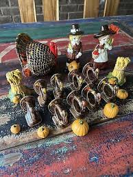 Set of 19 Hand Painted Ceramic Pilgrims Turkey Sugar Bowl Thanksgiving Figurines | eBay