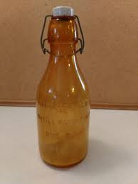 Antique Vintage Amber Glass One Quart Milk Bottle Thatcher's ...