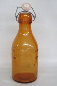 Thatchers Dairy Milk Bottle 1 Quart Amber Glass With Swing ...