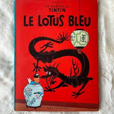 Les Aventures De Tintin: Le Lotus Bleu by Hergé, First Edition Hardcover Comic Book in French, Published in 1946 by Casterman - Etsy