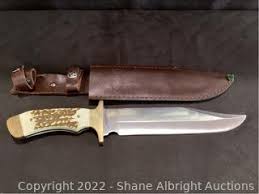 Break up country Bone Handle Bowie knife and sheath Auction ...