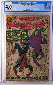 Amazing Spiderman #6 Cgc 4.0 1st Lizard/origin