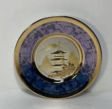 Art Chokin 24kt Gold Silver Copper & Blue Trinket Ring Dish ...
