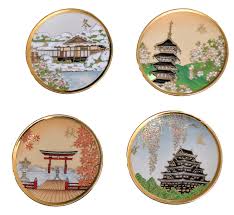 Vintage Shibata Japan Mini Collectable Porcelain Plates Four ...