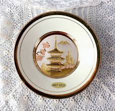 Vintage THE ART of CHOKIN Plate, 24KT Gold Temple ...