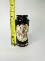The Art of Chokin Vase Black Gold Silver Gilded Samurai Armament 6" Calla Lily | eBay