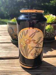Vintage 6" CHOKIN Vase / Black Gold / Humming Bird Flower / Japan | eBay