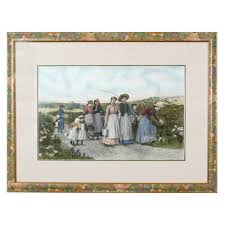 The Berry Pickers" by Jennie Brownscombe Colored Aquatint ...