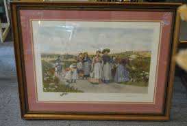 Lot - After Jas S King, American , Berry Pickers, framed print