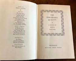 THE PERISHABLE QUALITY A NOVEL by RHYS DAVIES: Very Good ...