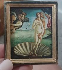 VINTAGE Dollhouse Artisan Signed Framed Painting BIRTH OF ...