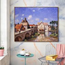 Framed Canvas Giclee Print Bridge by Alfred Sisley Wall Art Home Decorations | eBay
