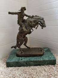 Frederic Remington "Bronco Buster" Bronze Cowboy & Horse ...