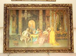 Vintage F Beda Print "The Chess Game" Ornate Gold Gilt Picture Art Mirror Frame | #1844123435