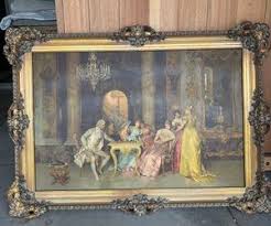 Large Vintage Art Print By Francesco Beda “The Chess Game ...