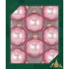 Christmas By Krebs - 67mm / 2.625" Designer Glass Baubles, Shiny Pink Blush [8 Pieces] : Target