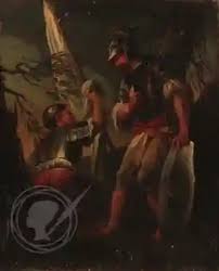 Two banditti with a flag in a landscape by (after) Rosa, Salvator Reproduction For Sale | 1st Art Gallery