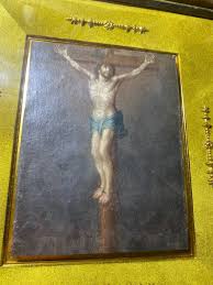 Stunning Antique "Jesus On Cross Crucifixion Scene" Oil ...